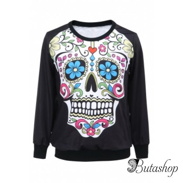 Женский свитшот Череп Цветы - www.butashop.com