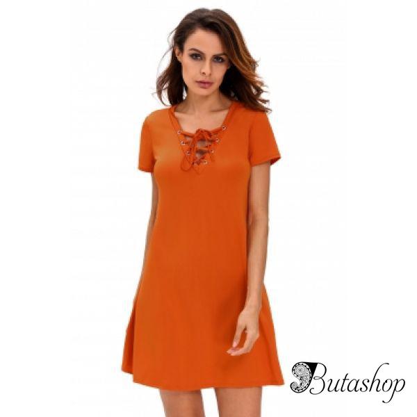 Оранжевое платье в стиле кежуал - www.butashop.com