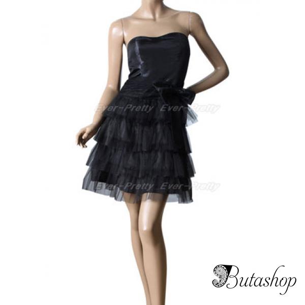 РАСПРОДАЖА! Вечернее черное мини платье без бретелек - www.butashop.com