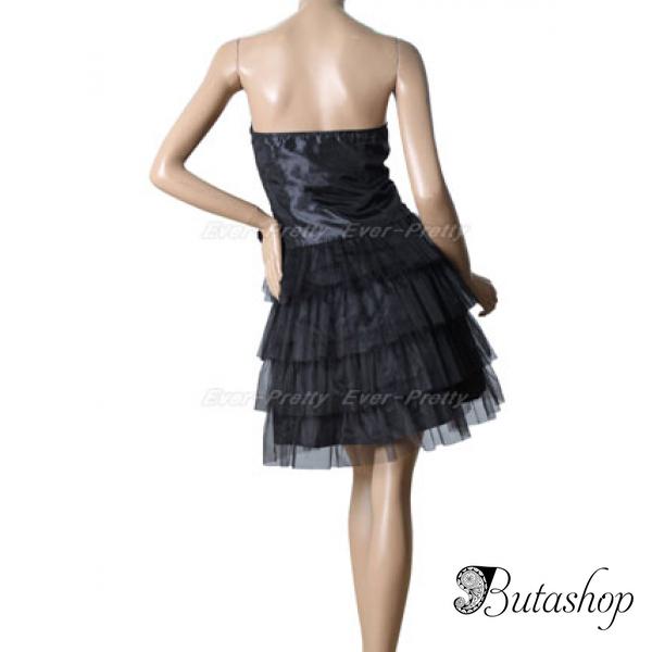РАСПРОДАЖА! Вечернее черное мини платье без бретелек - www.butashop.com