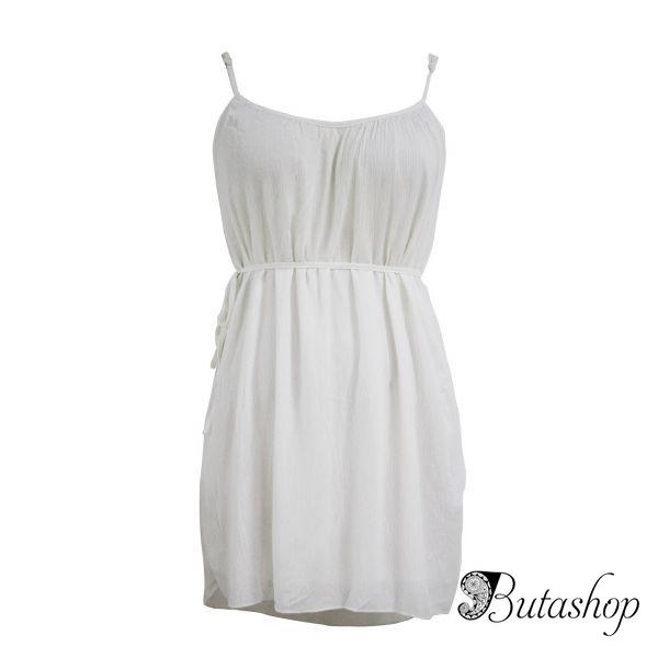 Белое пляжное платье на тонких бретельках - www.butashop.com