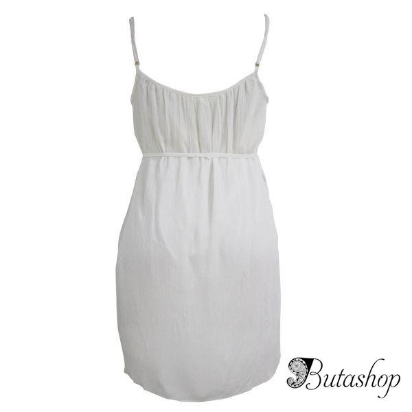 Белое пляжное платье на тонких бретельках - www.butashop.com