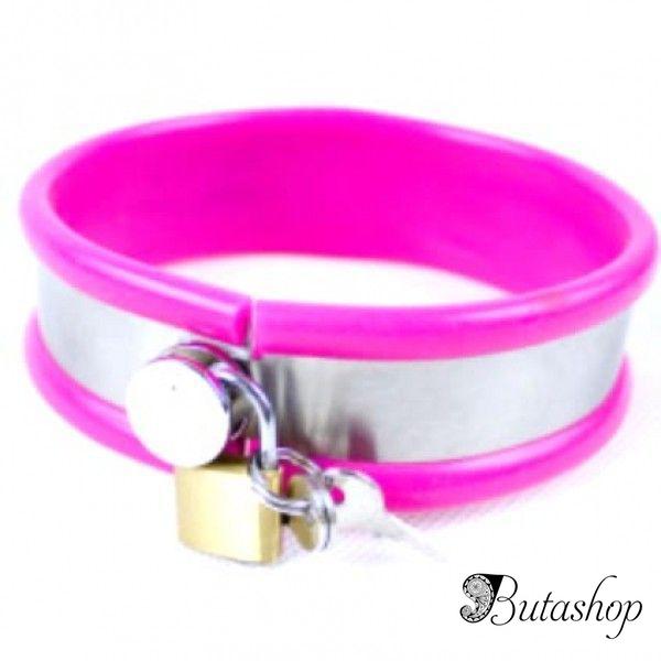 Ошейник из нержавеющей стали большого размера - розовый - www.butashop.com