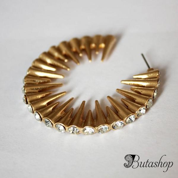 РАСПРОДАЖА! Золотистые серьги со стразами - www.butashop.com