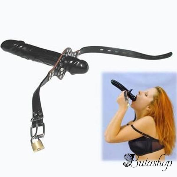 Черный кляп с фаллоимитатором - www.butashop.com