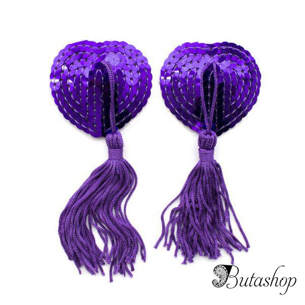 Фиолетовые стикини на соски с паетками - www.butashop.com