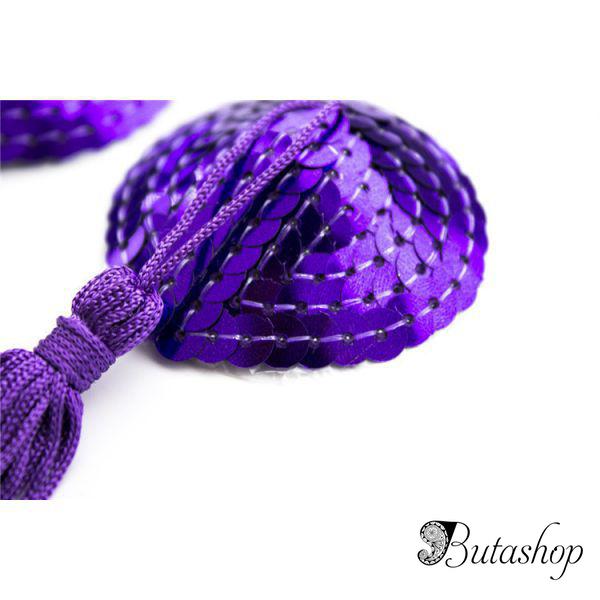 Фиолетовые стикини на соски с паетками - www.butashop.com