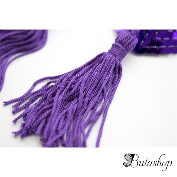 Фиолетовые стикини на соски с паетками - www.butashop.com