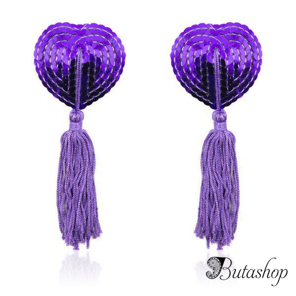 Фиолетовые стикини на соски с паетками - www.butashop.com