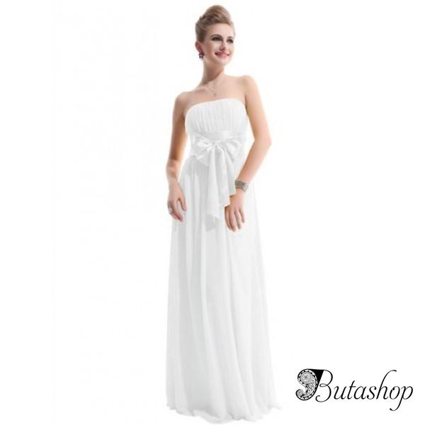РАСПРОДАЖА! Очаровательное платье без бретель с бантом белое - www.butashop.com