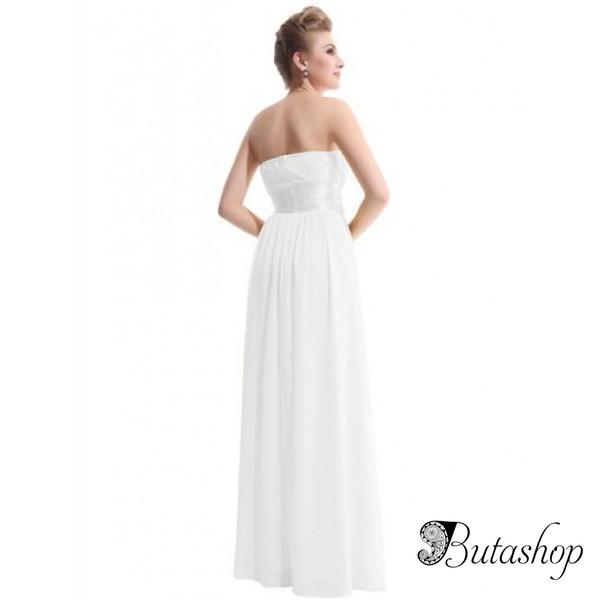 РАСПРОДАЖА! Очаровательное платье без бретель с бантом белое - www.butashop.com