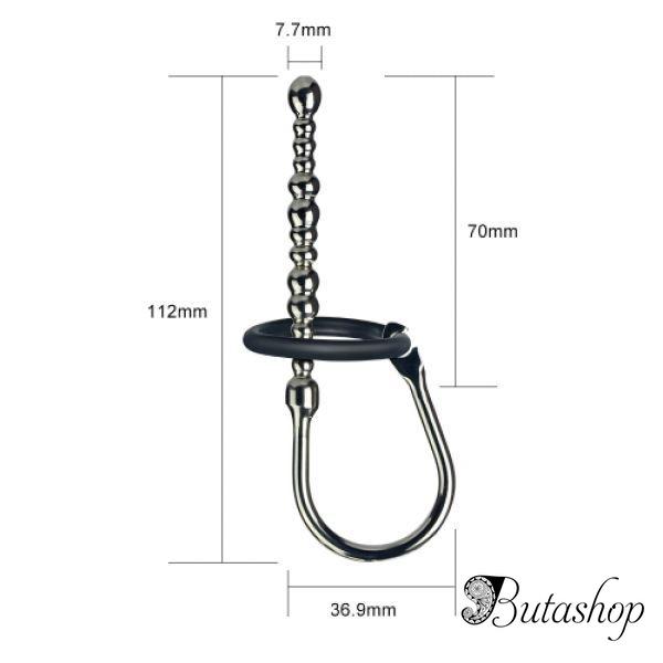 Stainless Steel Penis Plug With Glans Ring - www.butashop.com