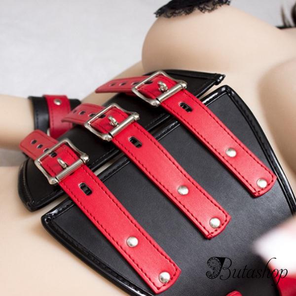 Кожаный коррсет-фиксатор с наручниками - www.butashop.com