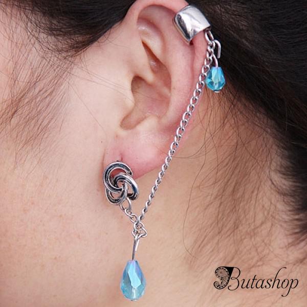 РАСПРОДАЖА! Стильные серьги с голубыми камушками - www.butashop.com