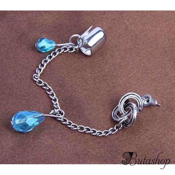 РАСПРОДАЖА! Стильные серьги с голубыми камушками - www.butashop.com