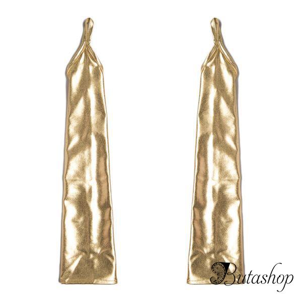 Золотистые виниловые перчатки с открытыми пальцами - www.butashop.com